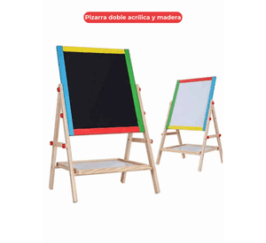 Pizarra Doble Cara Tiza Y Plumon Acrilica Madera Magnetica Niños