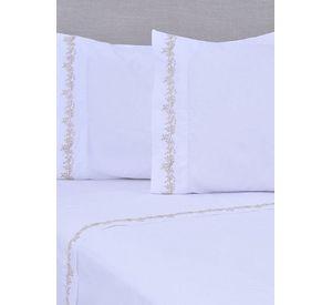 Sábana Bordada 180 Hilos King Ramas Beige