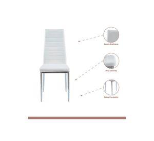 Comedor Mesa Eames 80cm redonda vidrio + 4 Sillas Dining Liana Acolchadas - Blancas
