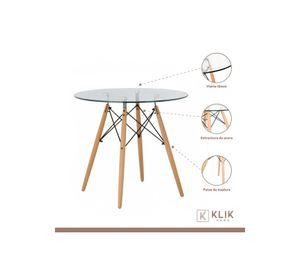 Comedor Mesa Eames 80cm redonda vidrio + 4 Sillas Dining Liana Acolchadas - Blancas