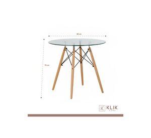 Comedor Mesa Eames 80cm redonda vidrio + 4 Sillas Dining Liana Acolchadas - Blancas