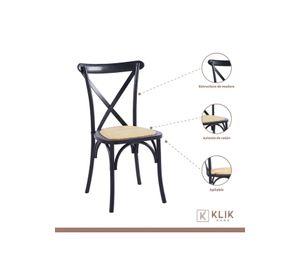Comedor Mesa de Vidrio Nórdica 140x90cm + 6 sillas Crossback Madera Negras