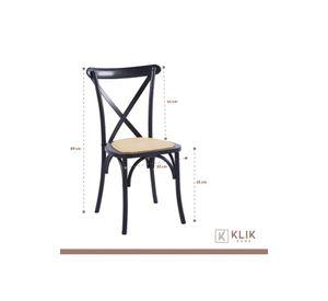 Comedor Mesa de Vidrio Nórdica 140x90cm + 6 sillas Crossback Madera Negras