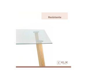 Comedor Mesa de Vidrio Nórdica 140x90cm + 6 sillas Crossback Madera Negras
