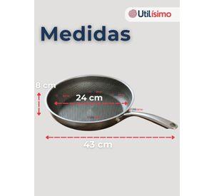 Sartén Acero Inoxidable Antiadherente 24cm Para Cocinar Freír Saltear