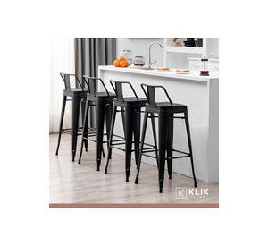Taburete Tolix Acero con Respaldo para Bar o Terraza - Negro