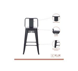 Taburete Tolix Acero con Respaldo para Bar o Terraza - Negro