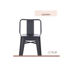 Taburete Tolix Acero con Respaldo para Bar o Terraza - Negro