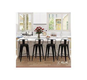 Taburete Tolix Acero con Respaldo para Bar o Terraza - Negro