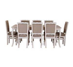 Comedor 8 Sillas Normando 100x200 respaldo tapizado Beige