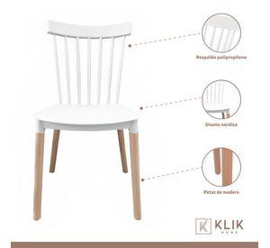 Comedor Mesa Eames Redonda vidrio 80cm + 4 Sillas Windsor Blancas