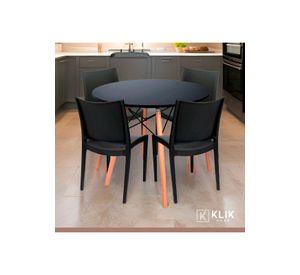 Comedor Eames 100cm redonda Negra + 4 Sillas tipo Restaurante