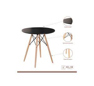 Comedor Eames 100cm redonda Negra + 4 Sillas tipo Restaurante