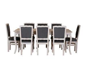 Comedor 8 Sillas Normando 100x200 respaldo tapizado Gris