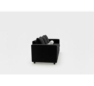 Sofa prince 3 cuerpos 2 pouf felpa NEGRO