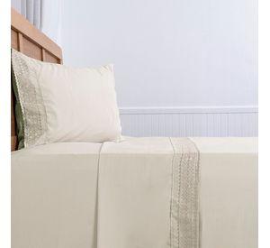 Sabana lisa  MF  Broderie Bordada 1.5 P Beige