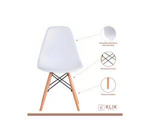 Comedor Mesa de 120x80 Rectangular Blanca + 6 Sillas Eames - Blancas