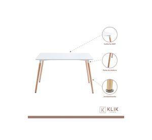 Comedor Mesa de 120x80 Rectangular Blanca + 6 Sillas Eames - Blancas