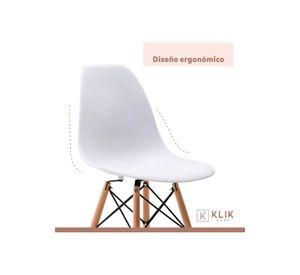 Comedor Mesa de 120x80 Rectangular Blanca + 6 Sillas Eames - Blancas