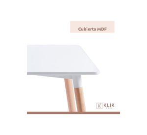Comedor Mesa de 120x80 Rectangular Blanca + 6 Sillas Eames - Blancas