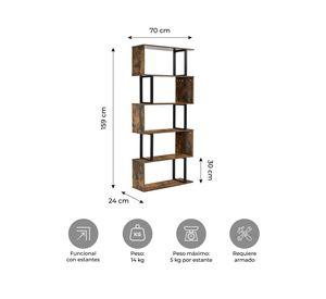 Librero Biblioteca Book 5 Relan Estilo Industrial Simil Madera