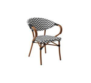 Silla Bistro Parisina Rattan con reposabrazos - Blanca con negro