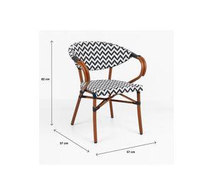 Silla Bistro Parisina Rattan con reposabrazos - Blanca con negro