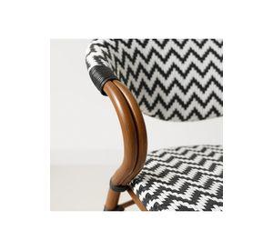Silla Bistro Parisina Rattan con reposabrazos - Blanca con negro