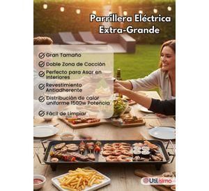Plancha Eléctrica Parrilla ExtraGrande Antiadherente Churrasquera 1500W de Potencia
