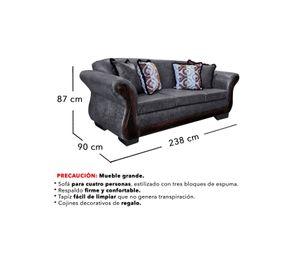 Sofá Con Resorte Estructural 4 Cuerpos Finis Envejecido