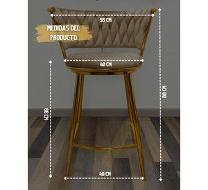 PACK 4 TABURETES FIJO SILLA DE BAR 66 CM QUEEN FELPA DORADO