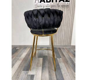 PACK 4 TABURETES FIJO SILLA DE BAR 66 CM QUEEN FELPA DORADO
