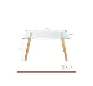 Comedor mesa de vidrio nórdica 140x90 cm + 6 sillas Crossback Madera