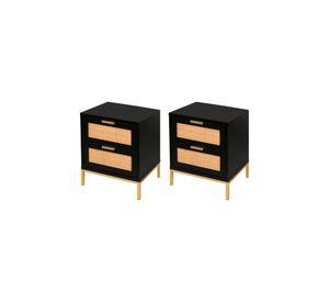 Pack de 2 Veladores Rattan Dark Dos Cajones