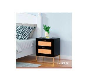 Pack de 2 Veladores Rattan Dark Dos Cajones