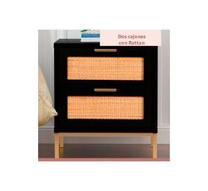 Pack de 2 Veladores Rattan Dark Dos Cajones