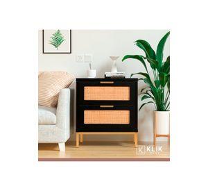 Pack de 2 Veladores Rattan Dark Dos Cajones
