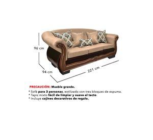 Sofá Con Resorte Estructural 4 Cuerpos Búfalo Chenille+PU X