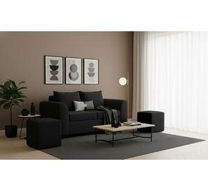 Sofa 2 cuerpos 2 pouf NEGRO