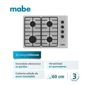 Encimera De Empotre A Gas 60cm Inox Mabe Cmg6044sd-1cl
