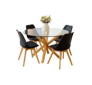 COMEDOR CROSS REDONDO DE VIDRIO 100 CM - 4 PUESTOS