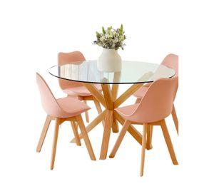 COMEDOR CROSS REDONDO DE VIDRIO 100 CM - 4 PUESTOS