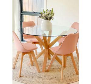 COMEDOR CROSS REDONDO DE VIDRIO 100 CM - 4 PUESTOS