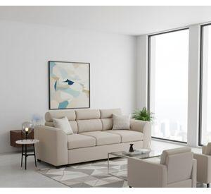 sofa pufa 3 cuerpos beige fancy hogar