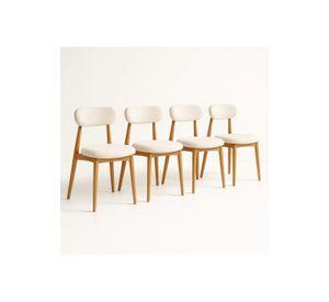Pack de 4 Sillas Bear de Tela con Patas Metálicas Madera - Crema