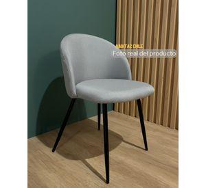 SILLAS NORDIC BLACK PARA COMEDOR CON BASE METALICA COLOR NEGRO ASIENTO TAPIZ LINO