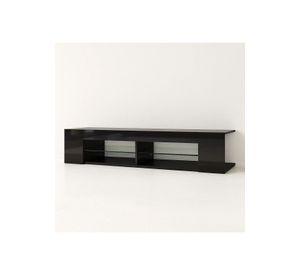 Mueble de TV Moderno Negro con Luces LED y Compartimentos