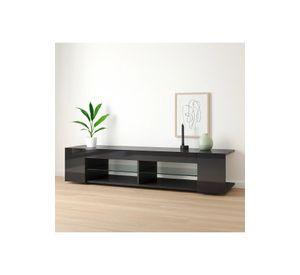 Mueble de TV Moderno Negro con Luces LED y Compartimentos