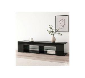 Mueble de TV Moderno Negro con Luces LED y Compartimentos