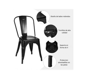 PACK 2 SILLAS TOLIX METALICAS PARA RESTAURANT O TERRAZA RESISTENTE APILABLE